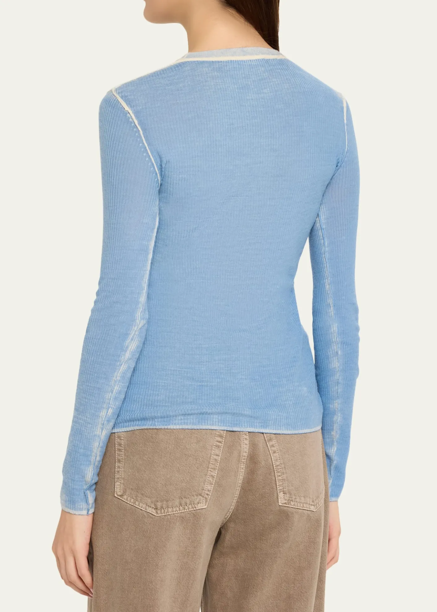 6397Printed Long-Sleeve Crewneck Top