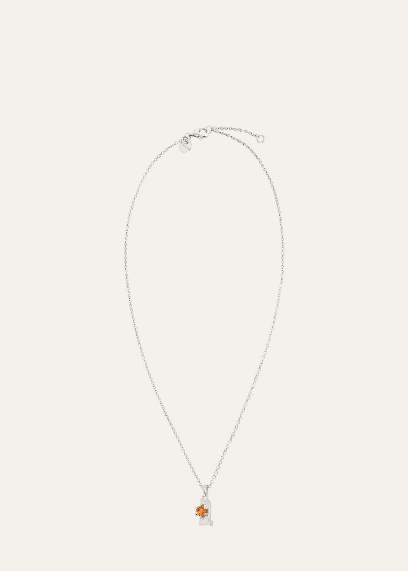 Procaccia Jewelry18K Gold Hebrew GIMEL Mandarin Garnet Initial Necklace, 18"L