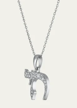 Procaccia Jewelry18K Gold Large Chai Pave Diamond Necklace