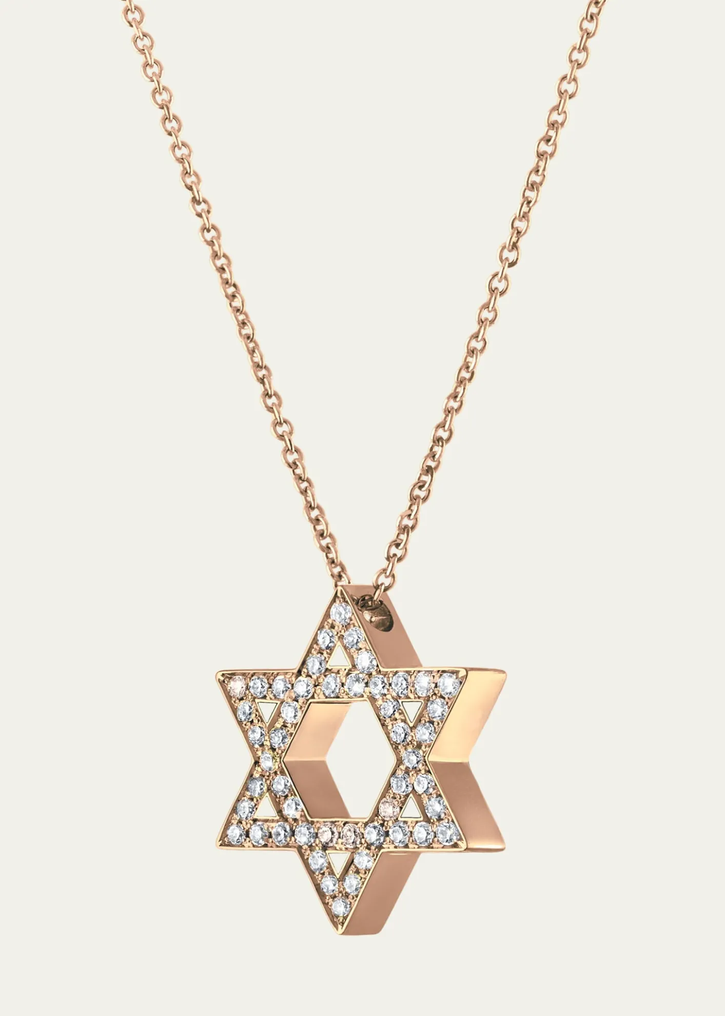 Procaccia Jewelry18K Rose Gold Large Star of David Pave Diamond Necklace