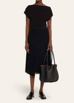 Proenza SchoulerLarge Ruched Pebbled Calfskin Tote Bag