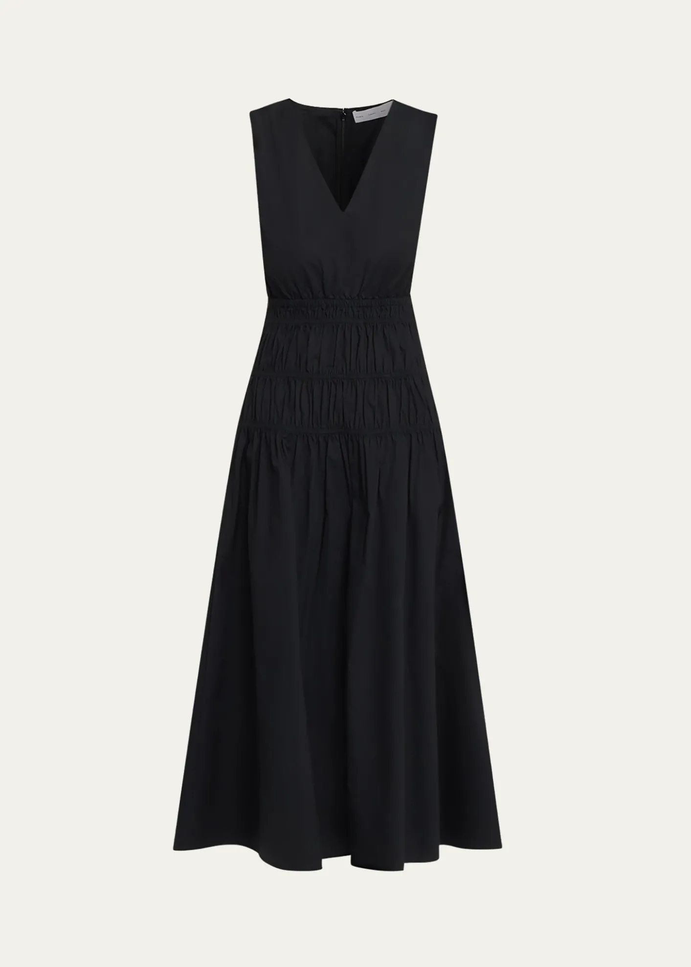 Proenza Schouler White LabelLoren Sleeveless Ruched Waist Cotton Midi Dress