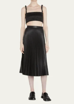 Proenza Schouler White LabelPleated Vegan Leather Midi Skirt
