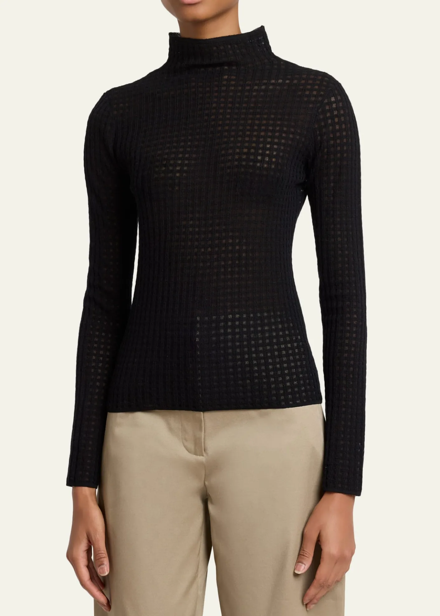 Proenza Schouler White LabelZella Check Merino Mock-Neck Top
