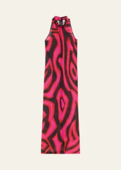 PucciMock-Neck Labirinto-Print Mesh Maxi Dress