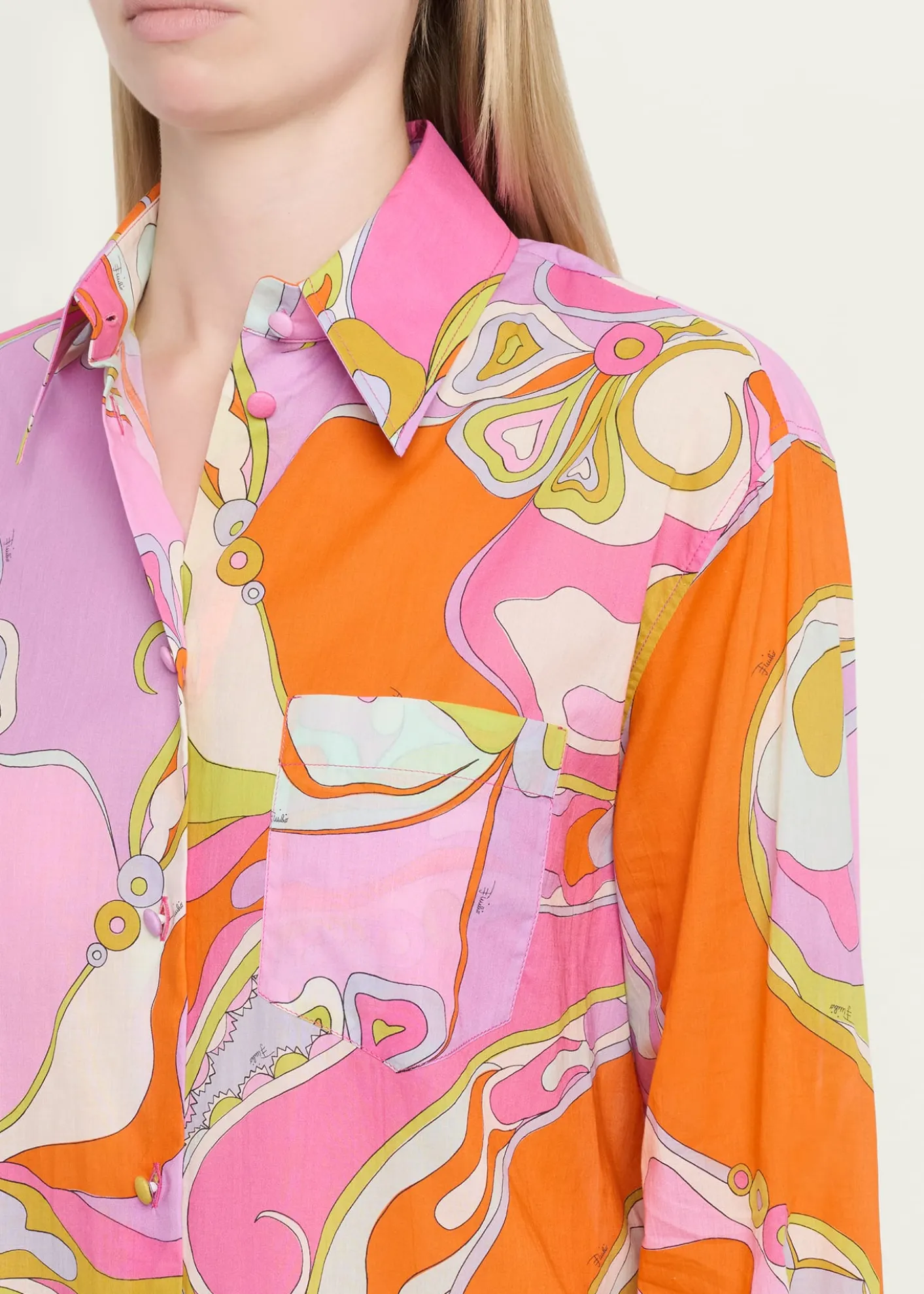 PucciOrchidee Cotton Muslin Button-Down Shirt