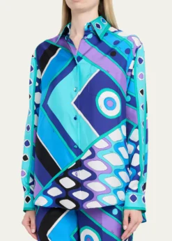 PucciVivara-Print Silk Twill Button-Down Shirt