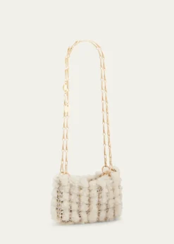 RabanneNano Disc Shearling Shoulder Bag
