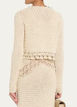 RabanneTextured Knit Neck-Tie Crop Cardigan