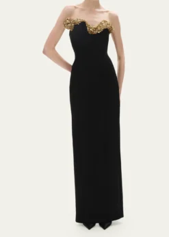 Rachel GilbertLucca Sequin Sculpture Strapless Column Gown