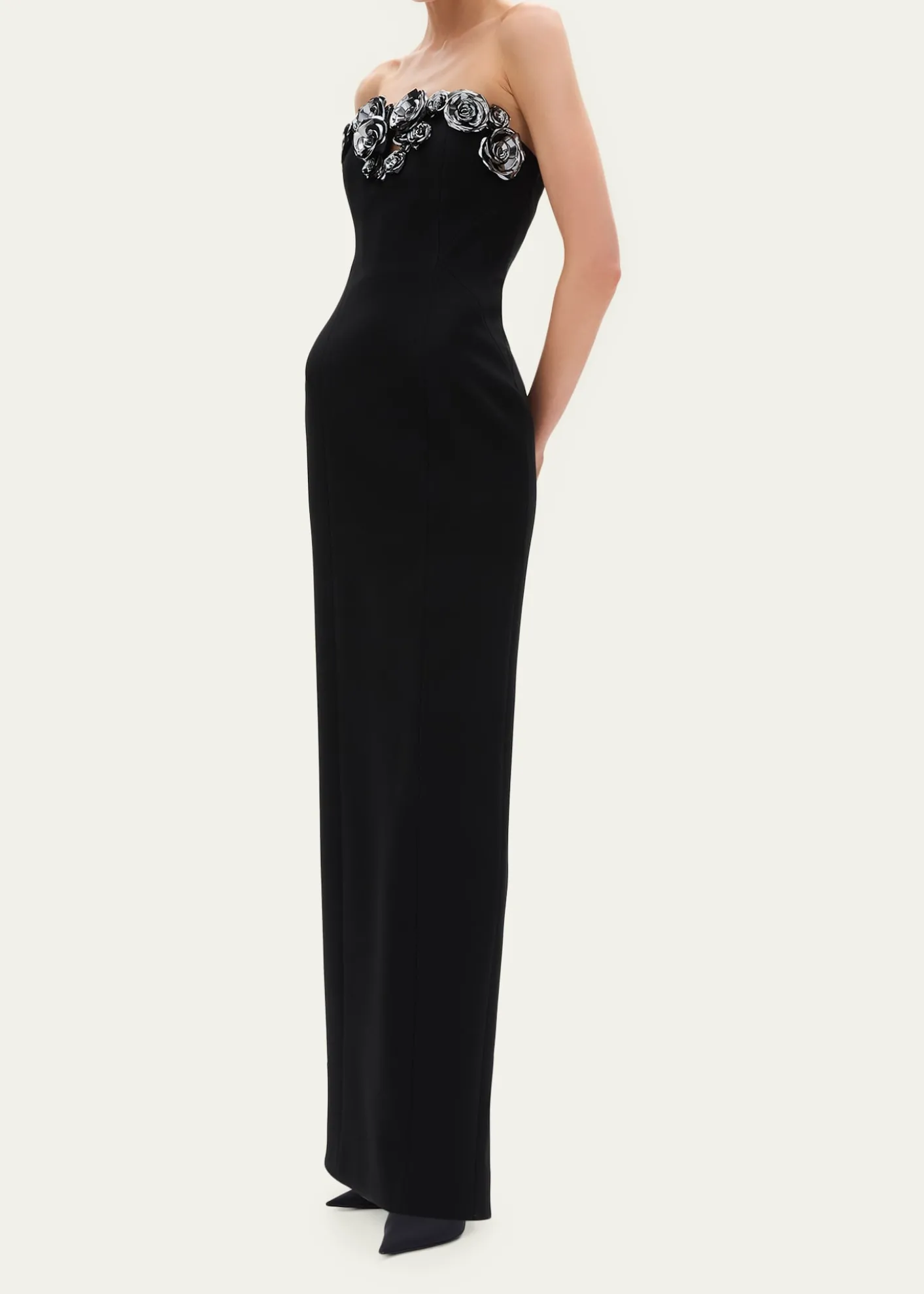 Rachel GilbertMirage Floral-Embellished Strapless Column Gown