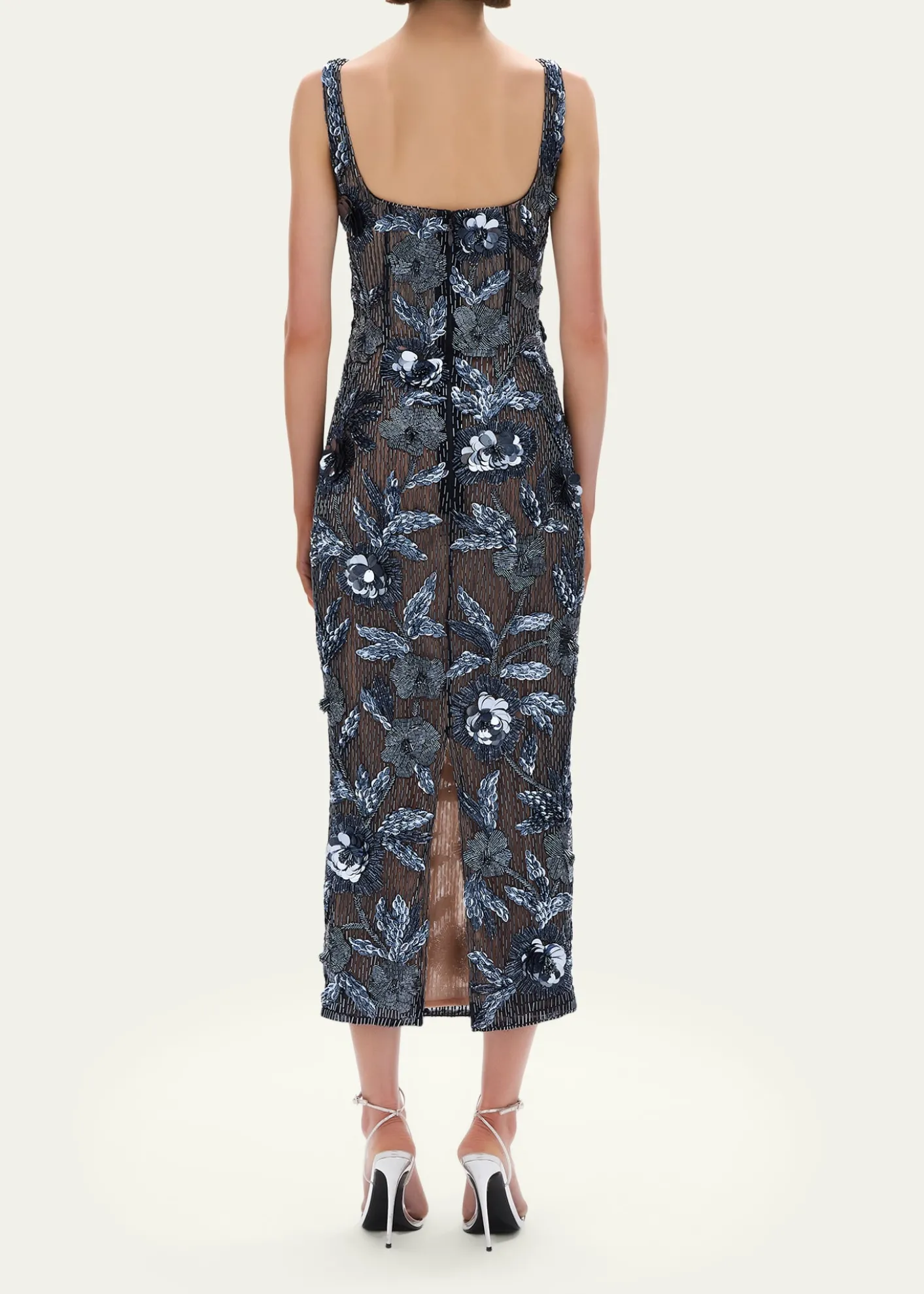 Rachel GilbertPierre Strap Beaded Column Midi Dress