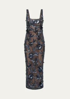 Rachel GilbertPierre Strap Beaded Column Midi Dress
