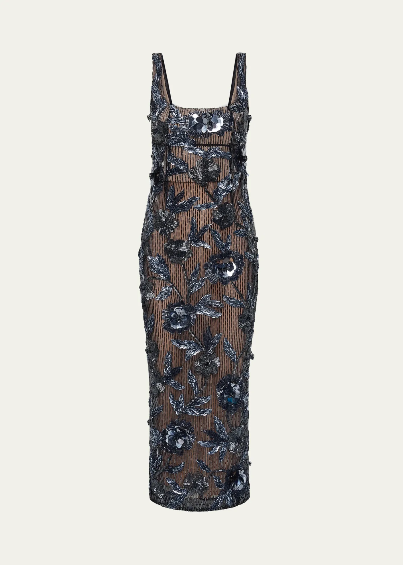 Rachel GilbertPierre Strap Beaded Column Midi Dress