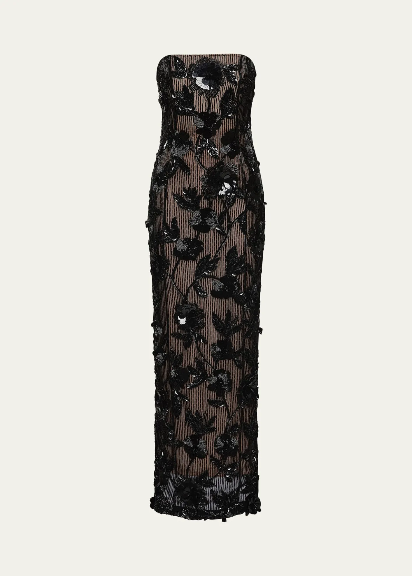 Rachel GilbertPierre Strapless Embroidered Tulle Column Gown