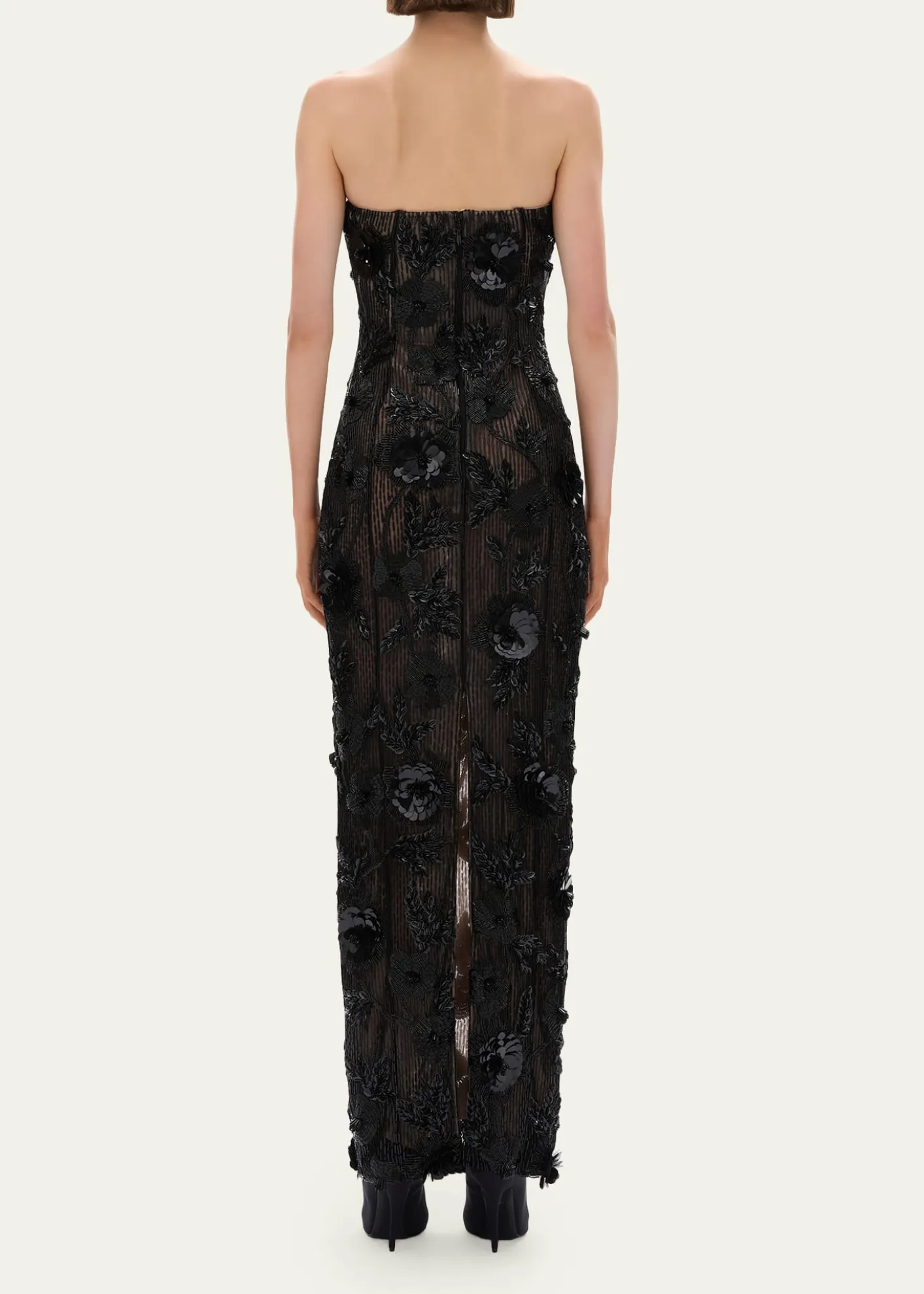 Rachel GilbertPierre Strapless Embroidered Tulle Column Gown