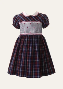 Rachel RileyGirl's Check-Print Smocked Dress, Size 2-10