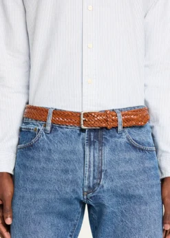 Ralph Lauren Purple LabelBraided Vachetta Leather Belt