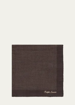 Ralph Lauren Purple LabelPin Dot Cashmere-Silk Pocket Square