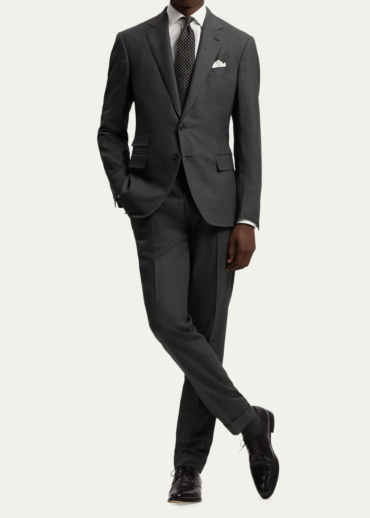 Ralph Lauren Purple LabelKent Hand-Tailored Wool Birdseye Suit