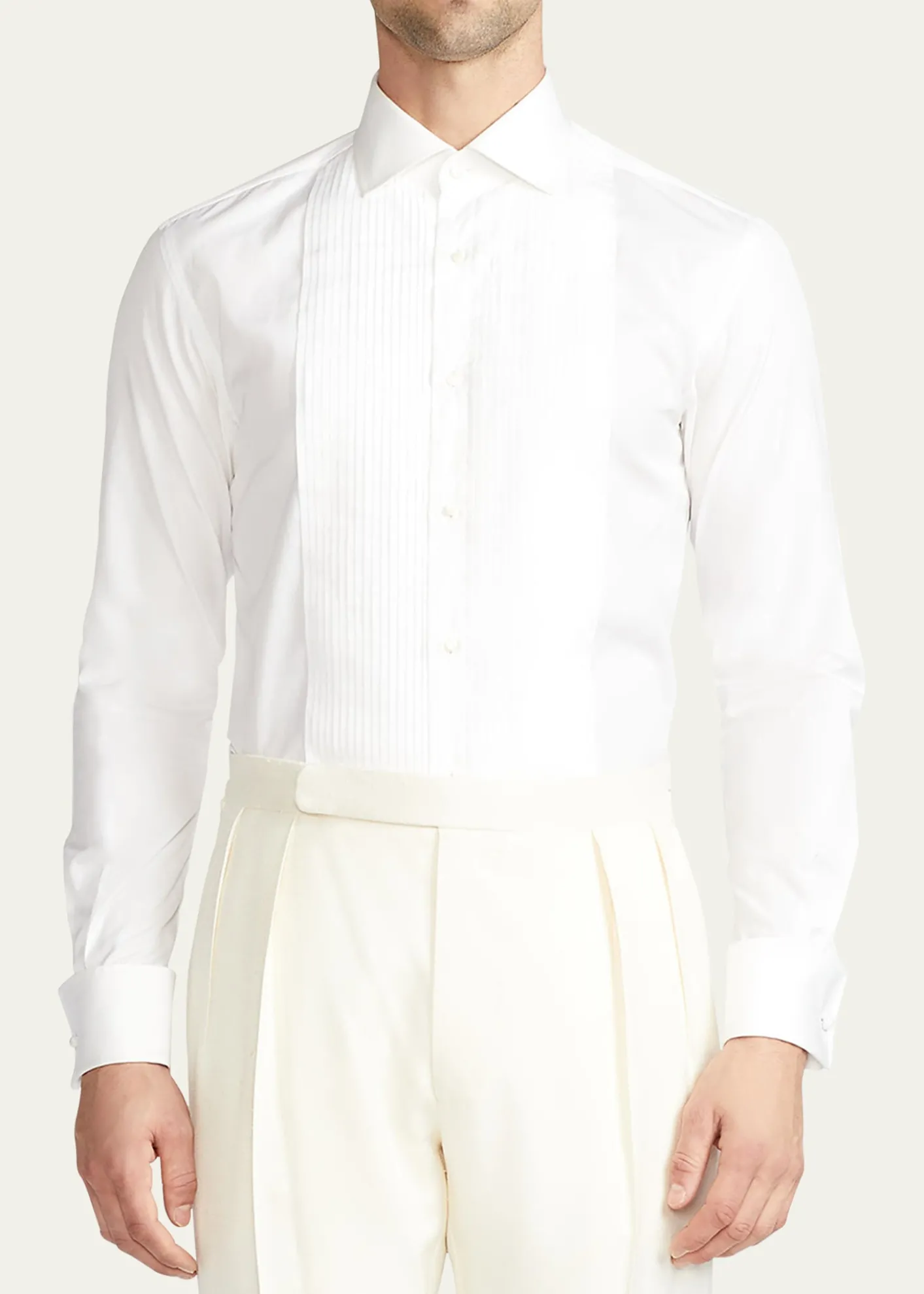 Ralph Lauren Purple LabelPoplin French Cuff Tuxedo Shirt