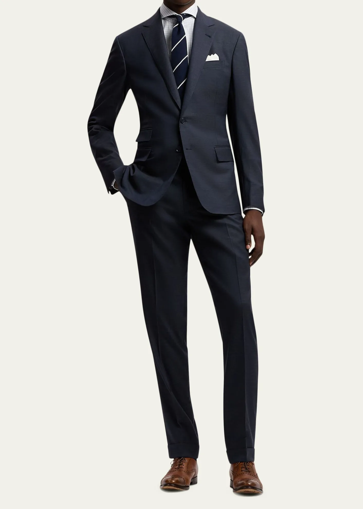 Ralph Lauren Purple LabelKent Hand-Tailored Glen Plaid Wool Suit
