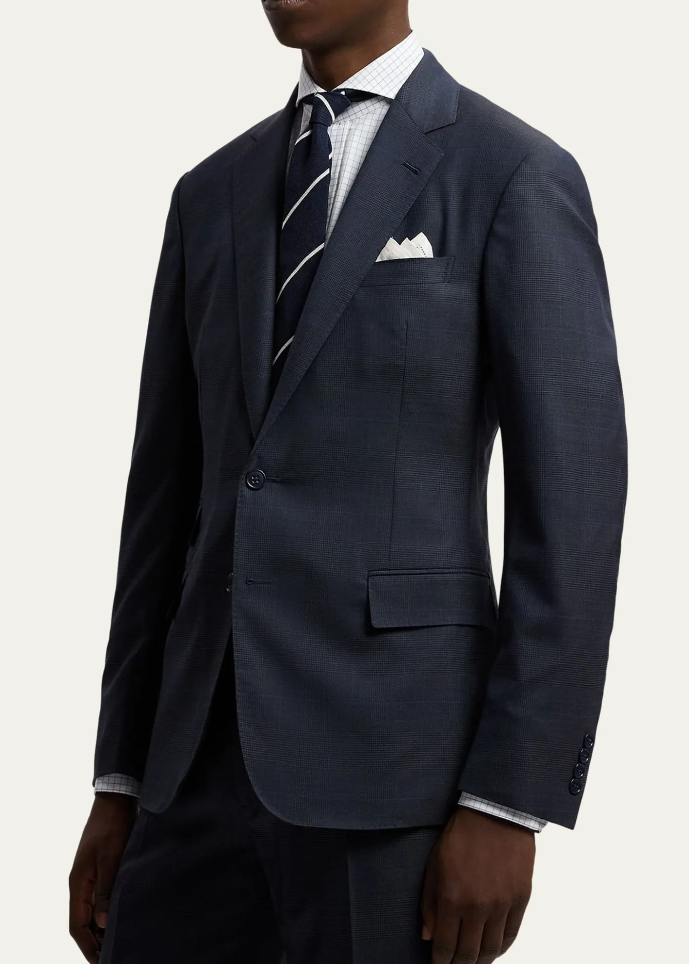 Ralph Lauren Purple LabelKent Hand-Tailored Glen Plaid Wool Suit