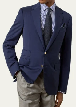 Ralph Lauren Purple LabelMen's Gregory Hand-Tailored Wool Serge Blazer