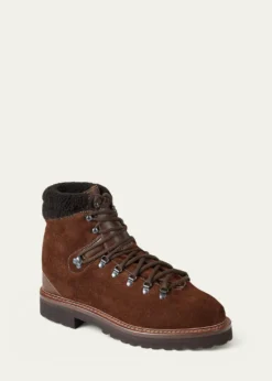 Ralph Lauren Purple LabelHalpin Shearling-Trim Calf-Suede Boot