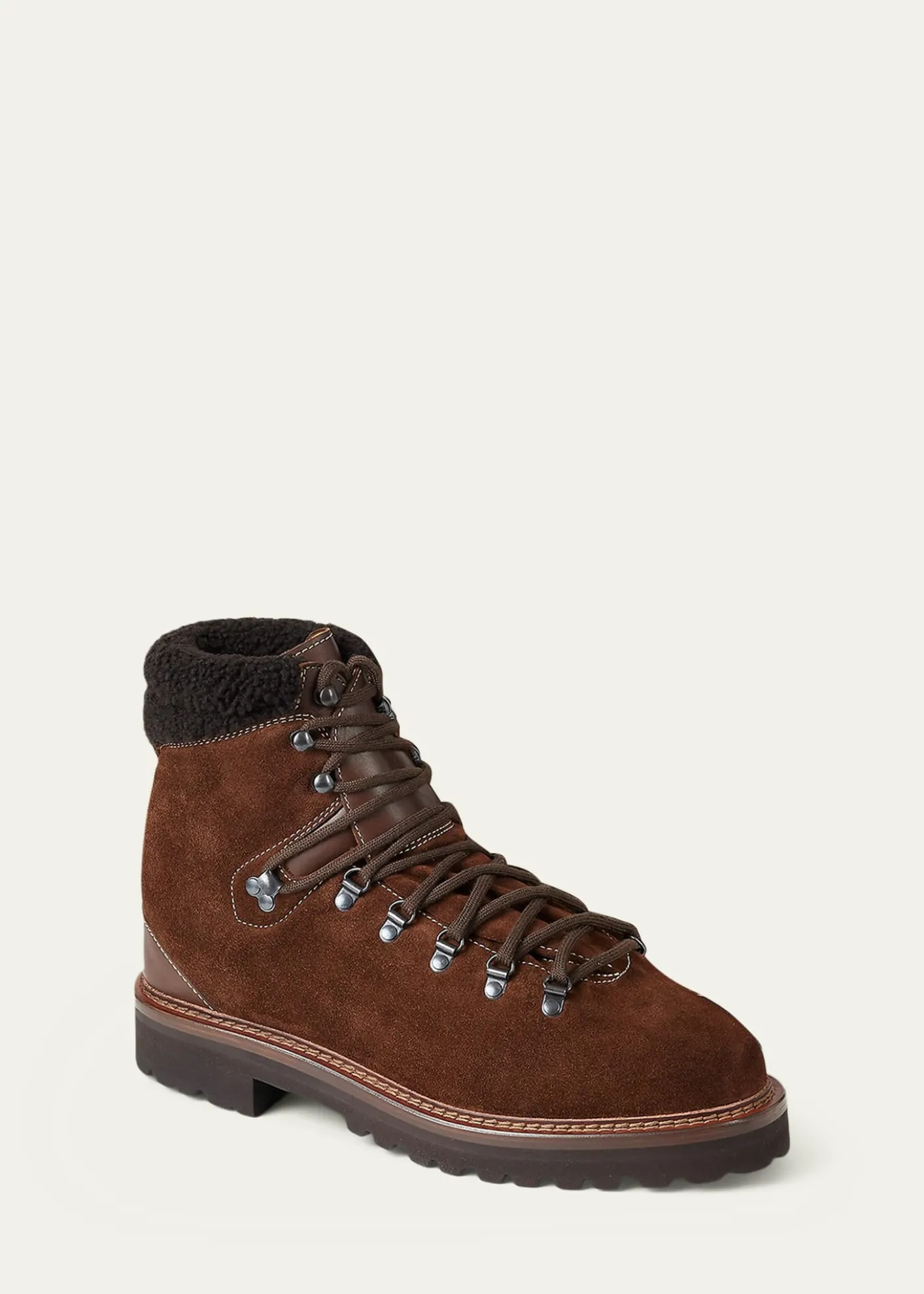 Ralph Lauren Purple LabelHalpin Shearling-Trim Calf-Suede Boot
