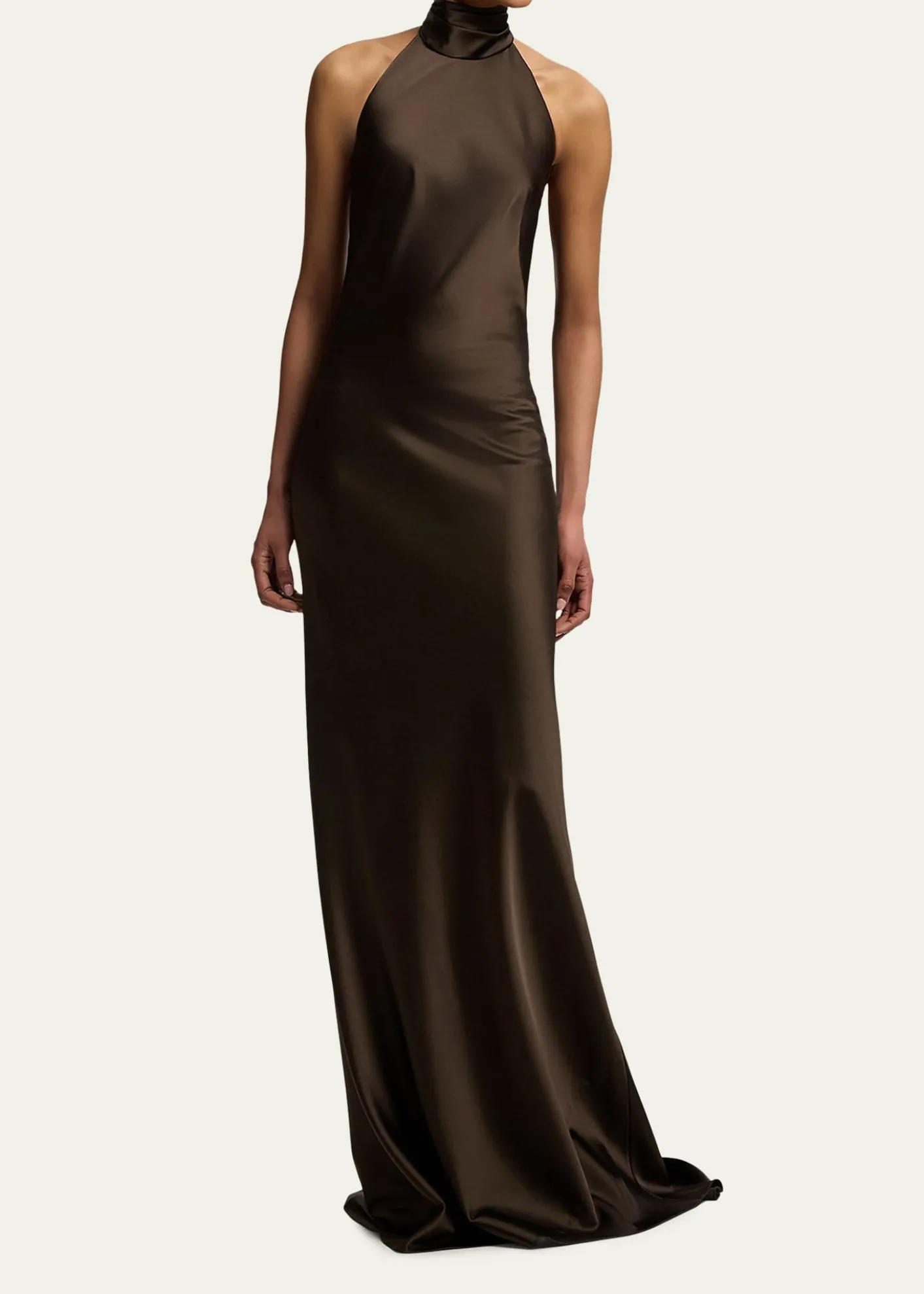 Ralph LaurenChilton Stretch Satin Halter Evening Dress