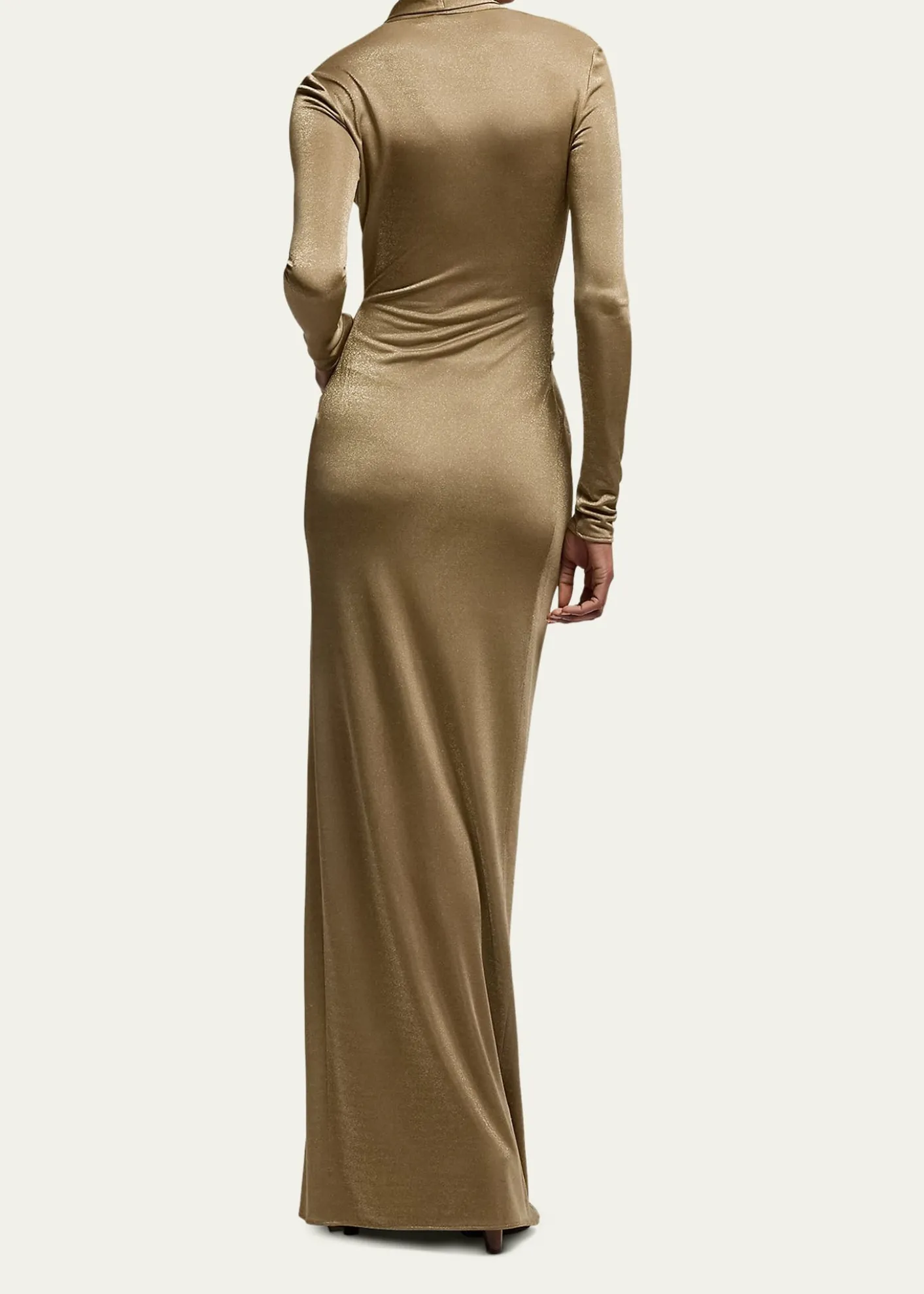 Ralph Lauren CollectionAshten Metallic Jersey Long-Sleeve Gown