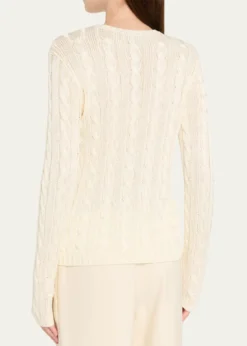 Ralph Lauren CollectionCable-Knit Silk Crewneck Sweater