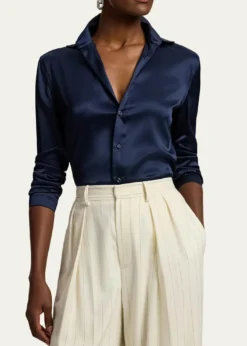 Ralph Lauren CollectionCameron Straight-Fit Silk Shirt