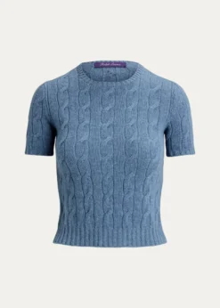 Ralph Lauren CollectionCashmere Short-Sleeve Crewneck Sweater