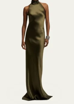 Ralph Lauren CollectionChilton Stretch Satin Halter Evening Dress
