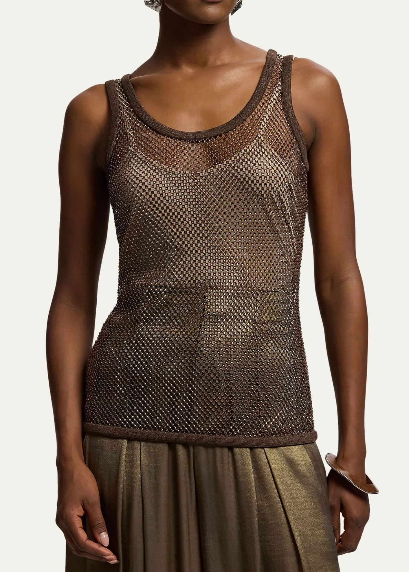 Ralph Lauren CollectionEmbellished Mesh Tank Top