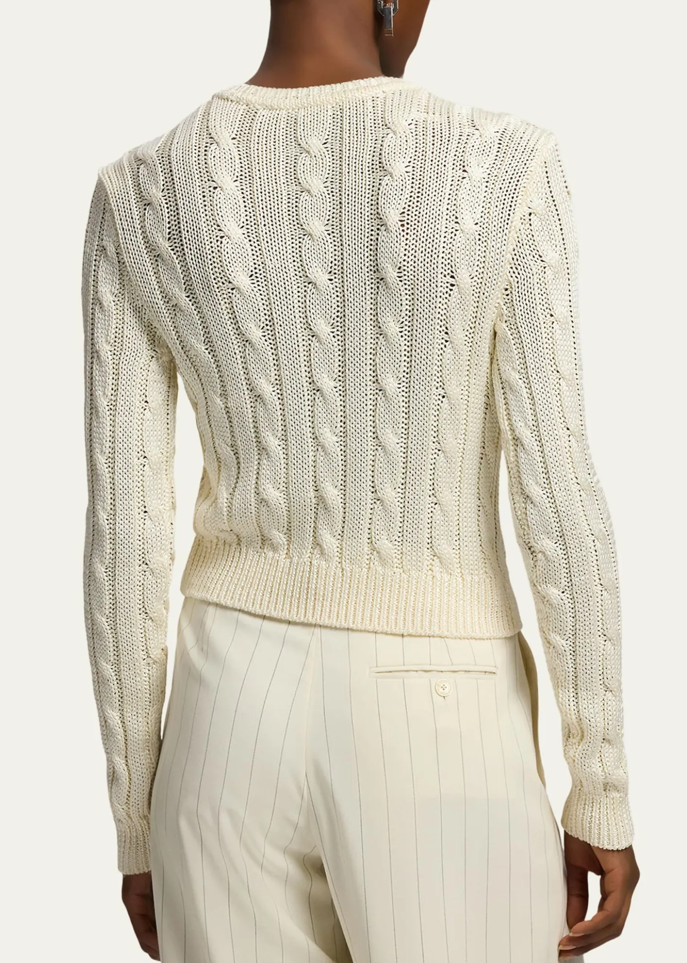 Ralph Lauren CollectionHigh-Shine Cable-Knit Silk Cropped Cardigan