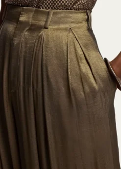 Ralph Lauren CollectionMetallic Lightweight Lame Wide-Leg Trousers