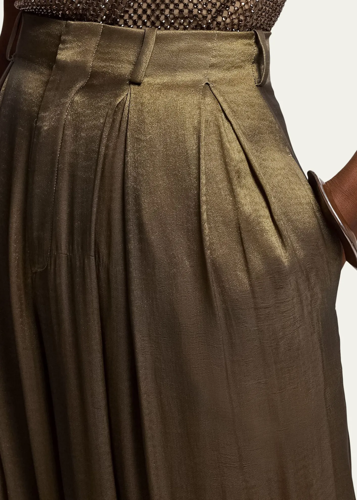 Ralph Lauren CollectionMetallic Lightweight Lame Wide-Leg Trousers