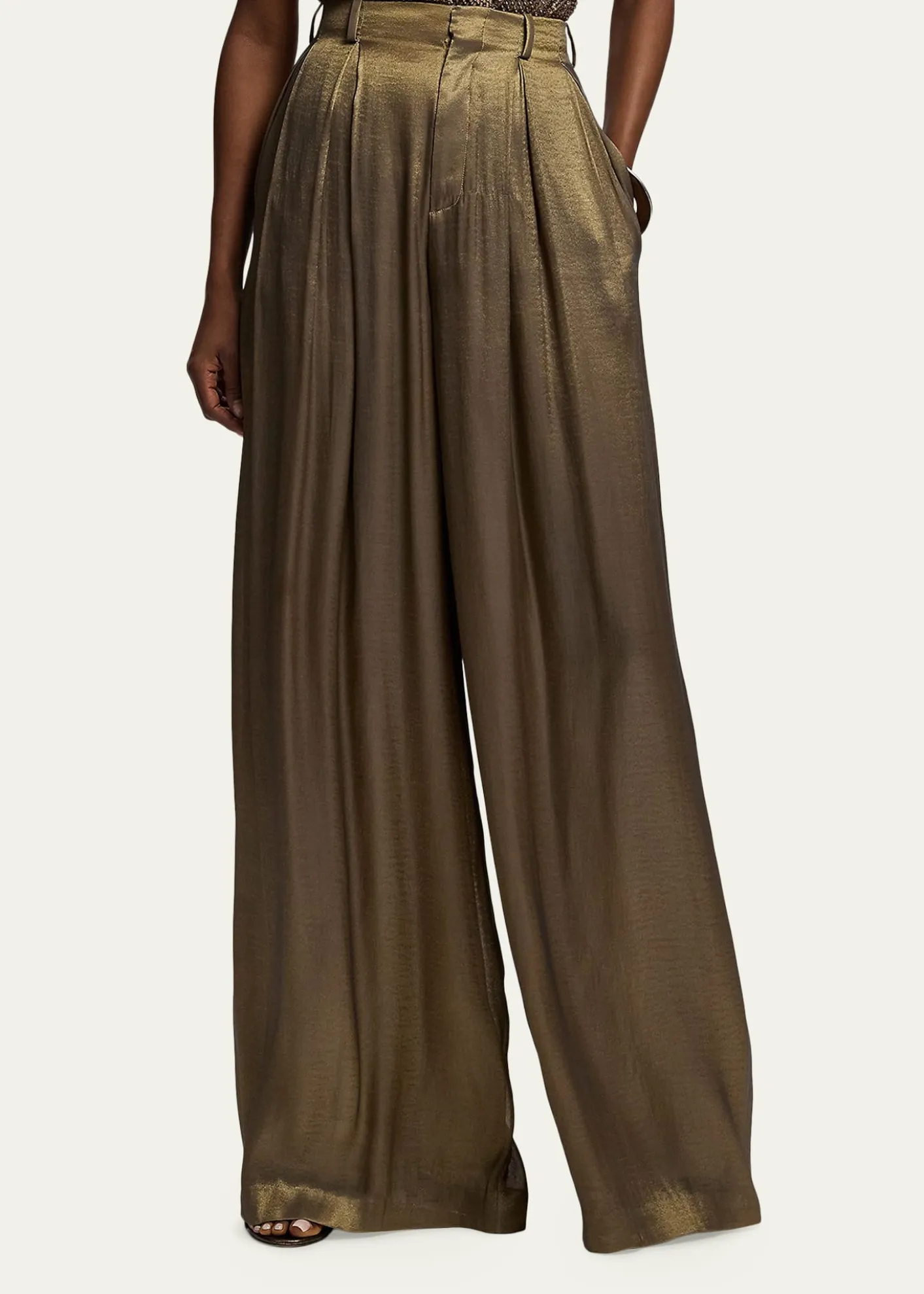 Ralph Lauren CollectionMetallic Lightweight Lame Wide-Leg Trousers