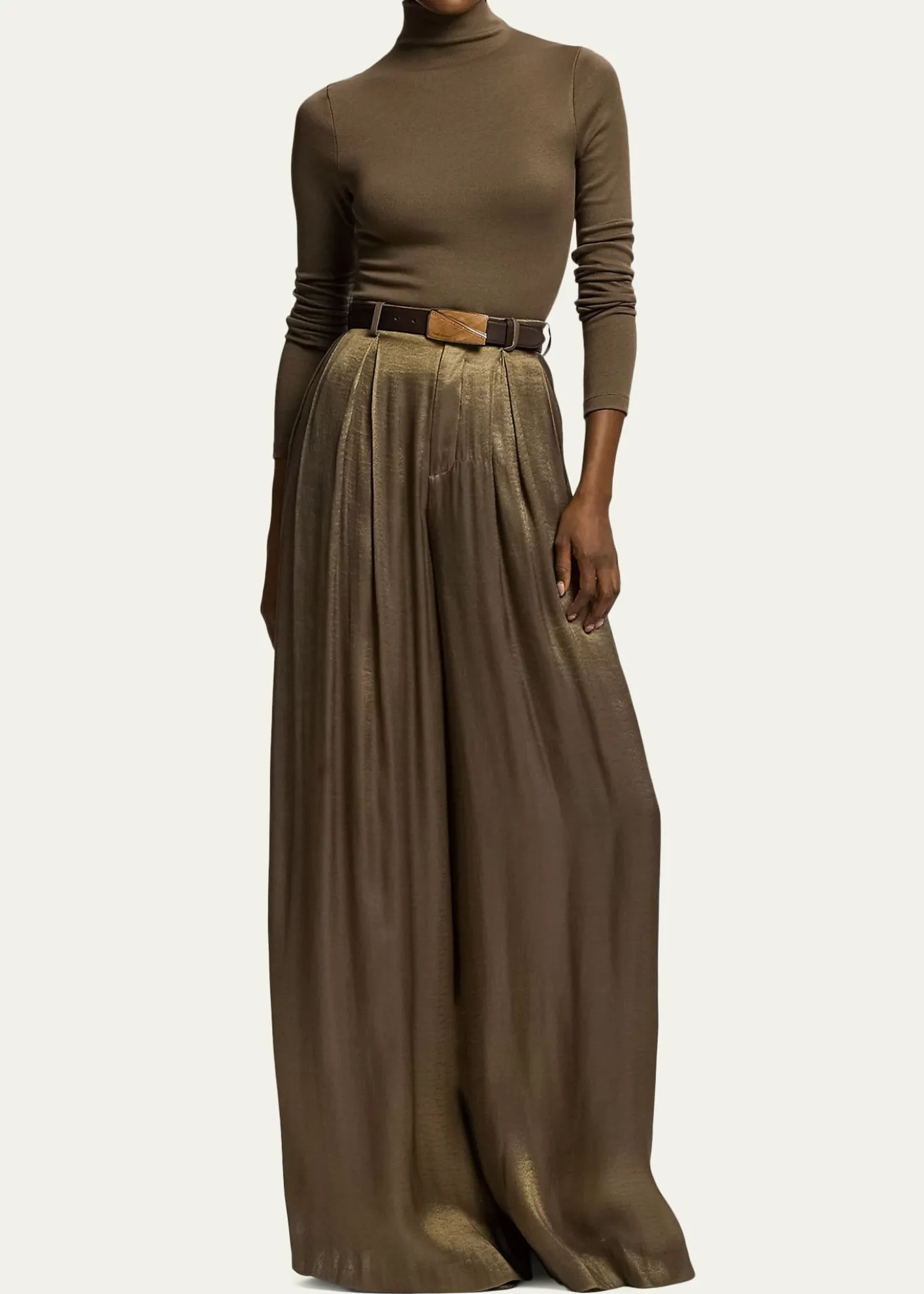 Ralph Lauren CollectionMetallic Silk Rib Turtleneck Top