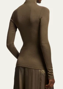 Ralph Lauren CollectionMetallic Silk Rib Turtleneck Top