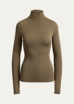 Ralph Lauren CollectionMetallic Silk Rib Turtleneck Top