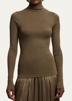 Ralph Lauren CollectionMetallic Silk Rib Turtleneck Top