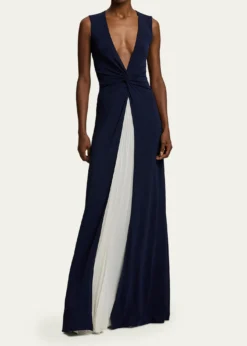 Ralph Lauren CollectionZach Two-Tone Pleated Evening Dress