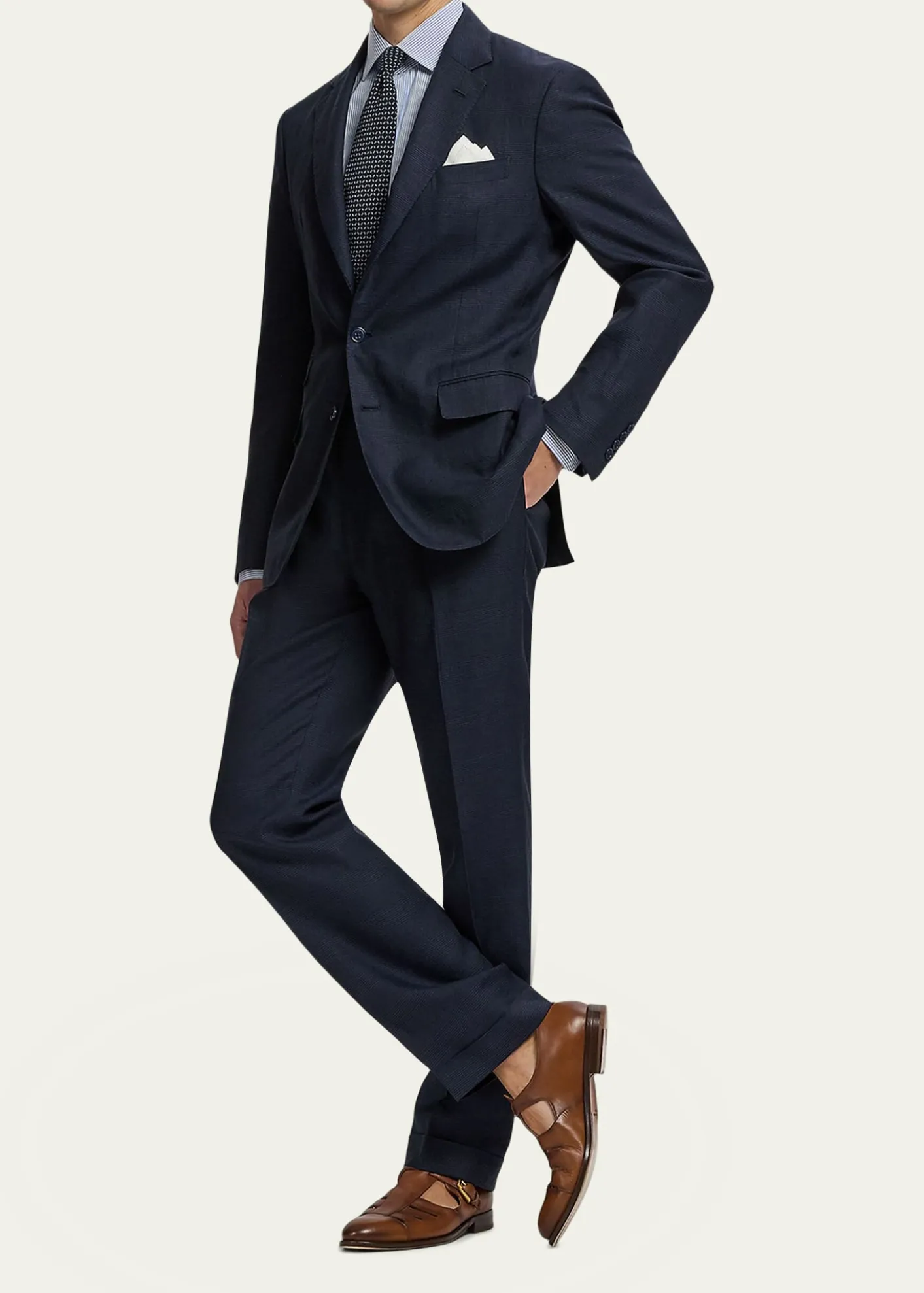 Ralph Lauren Purple LabelMen's Cotton and Cashmere Glen Plaid Single-Breasted Sport Coat