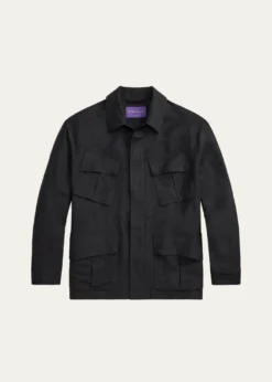 Ralph Lauren Purple LabelMen's Silk and Linen Flap-Pocket Field Jacket