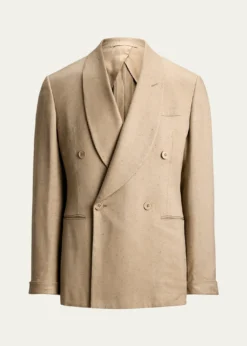 Ralph Lauren Purple LabelMen's Super Slub Twill Shawl Lapel Double-Breasted Blazer