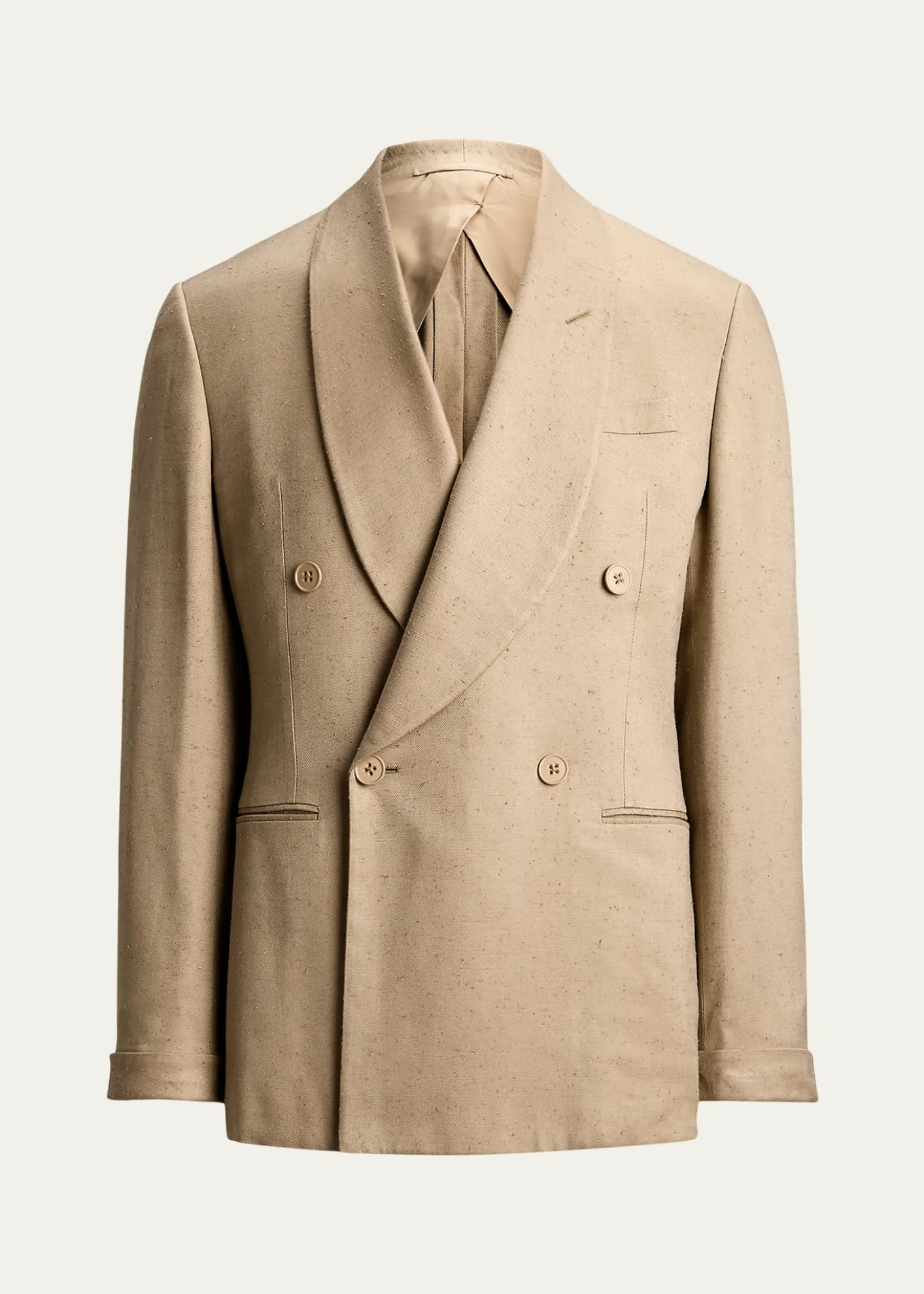 Ralph Lauren Purple LabelMen's Super Slub Twill Shawl Lapel Double-Breasted Blazer